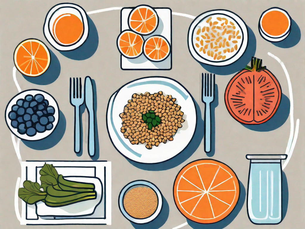 A balanced plate of healthy food items like fruits