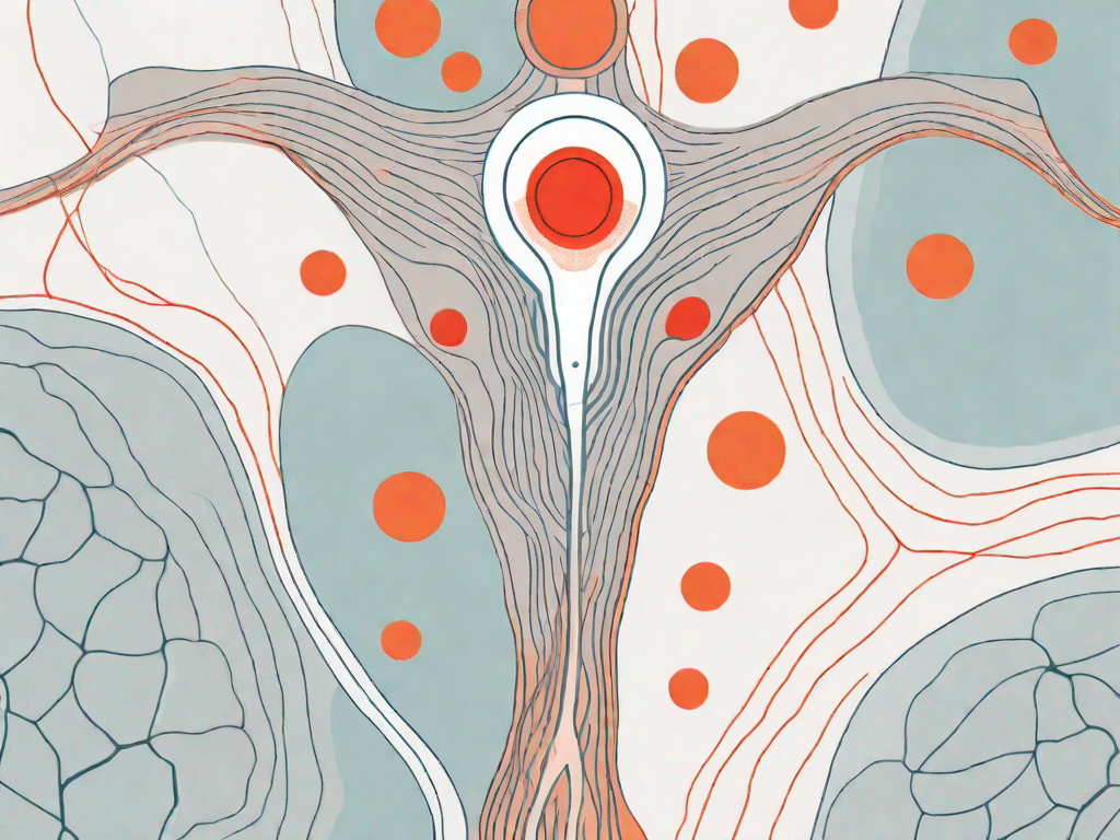 A magnified view of female reproductive system in a muted color palette