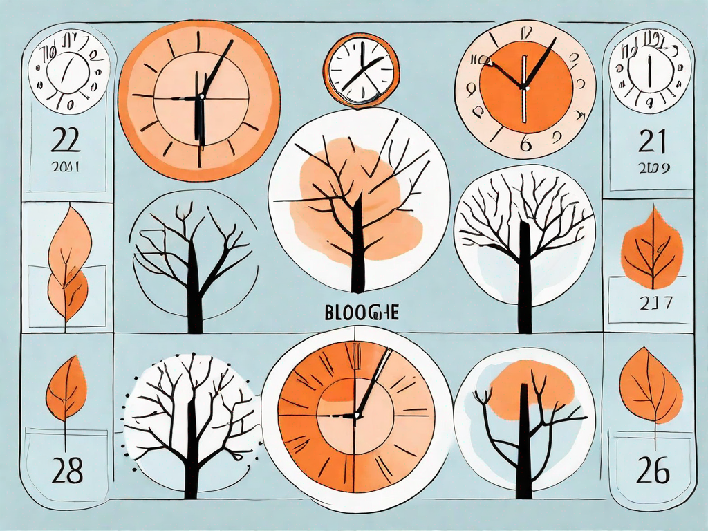 A calendar with various seasons represented